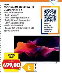 Hofer SHARP 65“ (164CM) 4K ULTRA HD QLED SMART TV Angebot