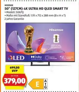 Hofer HISENSE 50“ (127CM) 4K ULTRA HD QLED SMART TV Angebot