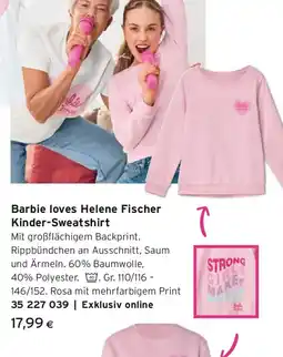 Tchibo Eduscho Barbie loves helene fischer kinder sweatshirt Angebot