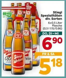 Billa Stiegl Spezialitäten div. Sorten Angebot
