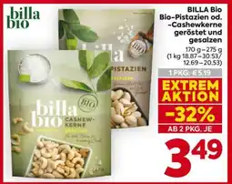 Billa BILLA Bio Bio-Pistazien od. -Cashewkerne geröstet und gesalzen Angebot