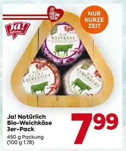 Billa Ja! Natürlich Bio-Weichkäse 3er-Pack Angebot