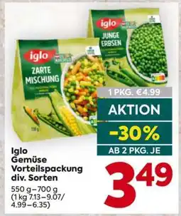 Billa Iglo Gemüse Vorteilspackung div. Sorten Angebot