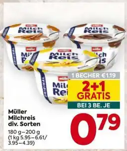 Billa Müller Milchreis div. Sorten Angebot