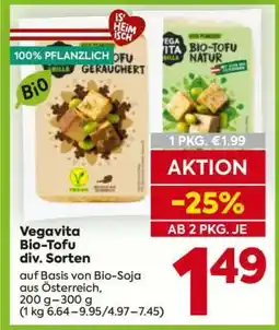 Billa Vegavita Bio-Tofu div. Sorten Angebot
