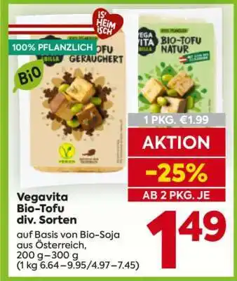 Billa Vegavita Bio-Tofu div. Sorten Angebot
