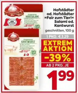 Billa Hofstädter od. Hofstädter Fair zum Tier! Salami od. Kantwurst Angebot