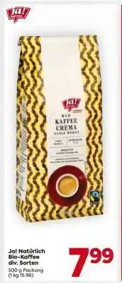Billa Ja! Natürlich Bio-Kaffee div. Sorten Angebot