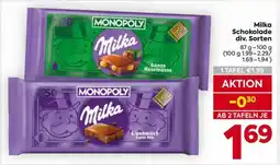 Billa Milka Schokolade div. Sorten Angebot