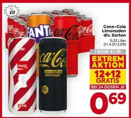 Billa Coca-Cola Limonaden div. Sorten Angebot