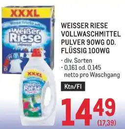 Metro Weisser riese vollwaschmittel pulver 90wg od flüssig 100wg Angebot
