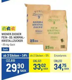 Metro Wiener zucker fein-od. normal- kristallzucker Angebot