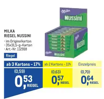 Metro Milka riegel nussini Angebot