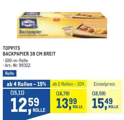 Metro Toppits backpapier 38 cm breit Angebot