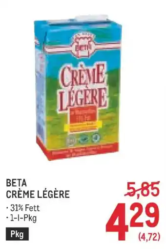 Metro Beta crème légère Angebot