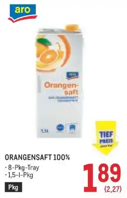 Metro Orangensaft 100% Angebot