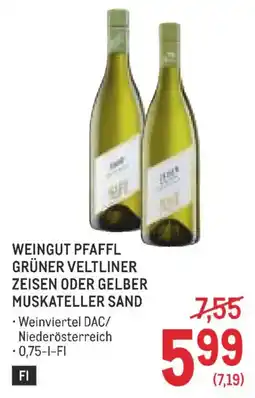 Metro Weingut pfaffl grüner veltliner zeisen oder gelber muskateller sand Angebot