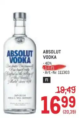 Metro Absolut vodka Angebot