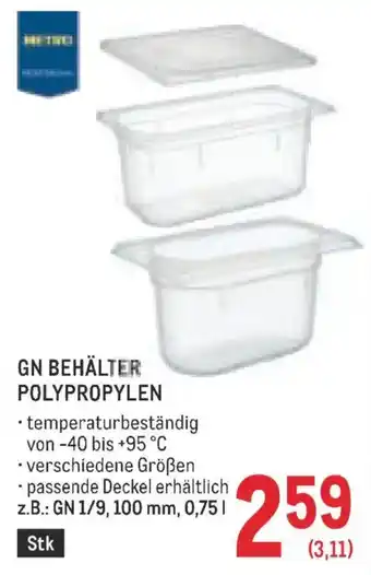 Metro Gn behälter polypropylen Angebot