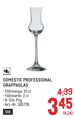 Metro Domestic professional grappaglas Angebot