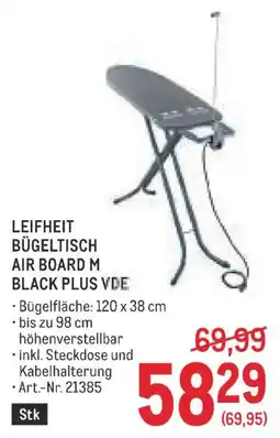 Metro Leifheit bügeltisch air board m black plus vde Angebot