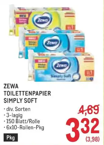 Metro Zewa toilettenpapier simply soft Angebot