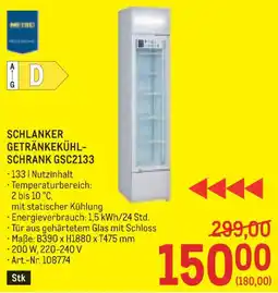 Metro Schlanker getränkekühl- schrank gsc2133 Angebot
