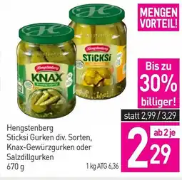 Sutterlüty Hengstenberg sticksi gurken div. sorten, knax-gewürzgurken oder salzdillgurken Angebot