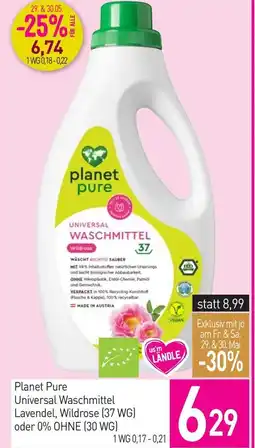 Sutterlüty Planet pure universal waschmittel lavendel, wildrose (37 wg) oder 0% ohne (30 wg) Angebot