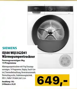 Cosmos iQ500 WQ33G2D41 Wärmepumpentrockner Angebot
