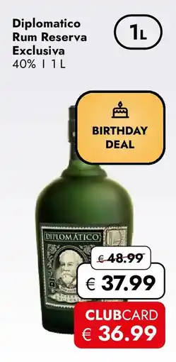 Travel FREE Diplomatico rum reserva exclusiva Angebot
