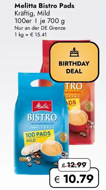 Travel FREE Melitta bistro pads Angebot