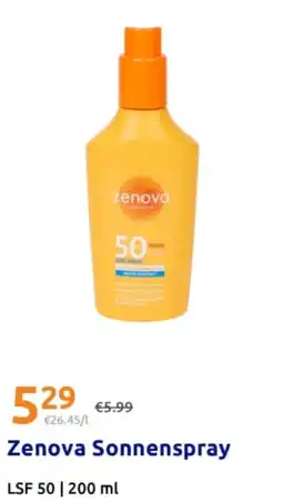 Action Zenova Sonnenspray Angebot