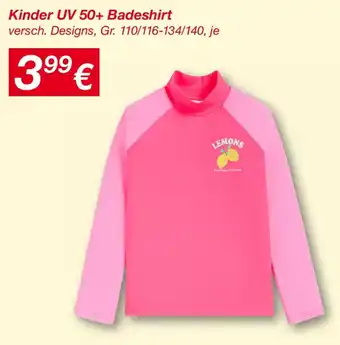 Kinder UV 50+ Badeshirt