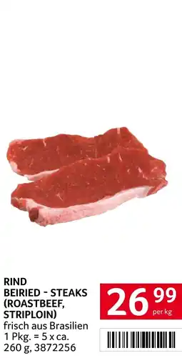 Transgourmet Rind beiried - steaks (roastbeef, striploin) Angebot