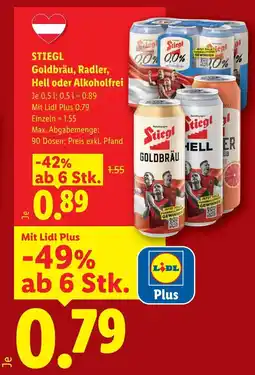 Lidl Stiegl goldbräu, radler, hell oder alkoholfrei Angebot