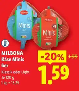 Lidl Milbona käse minis 6er Angebot