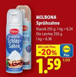 Lidl Milbona sprühsahne Angebot