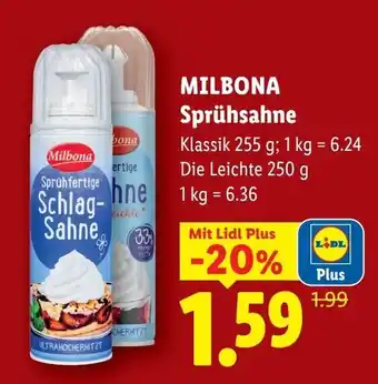 Lidl Milbona sprühsahne Angebot