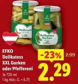 Lidl Efko delikatess xxl gurken oder pfefferoni Angebot