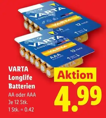 Lidl VARTA Longlife Batterien Angebot