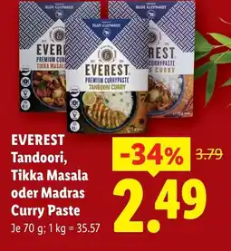 Lidl Everest tandoori, tikka masala oder madras curry paste Angebot