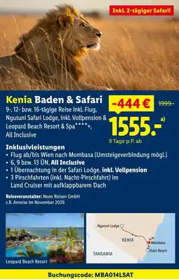 Lidl Kenia Baden & Safari Angebot