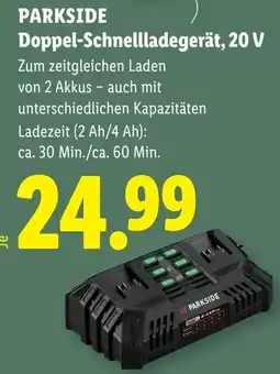 Lidl Parkside doppel schnellladegerät 20 v Angebot