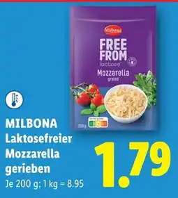 Lidl Milbona laktosefreier mozzarella gerieben Angebot
