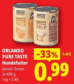 Lidl Orlando pure taste hundefutter Angebot