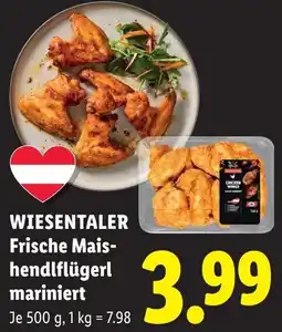 Lidl Wiesentaler frische mais hendlflügerl mariniert Angebot