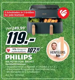 Media Markt PHILIPS NA 352/00 DUAL BASKET Heißluftfritteuse Angebot