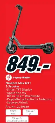 Media Markt Ninebot Max G3 I E-Scooter Angebot