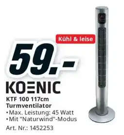 Media Markt Koenic ktf 100 117cm turmventilator Angebot